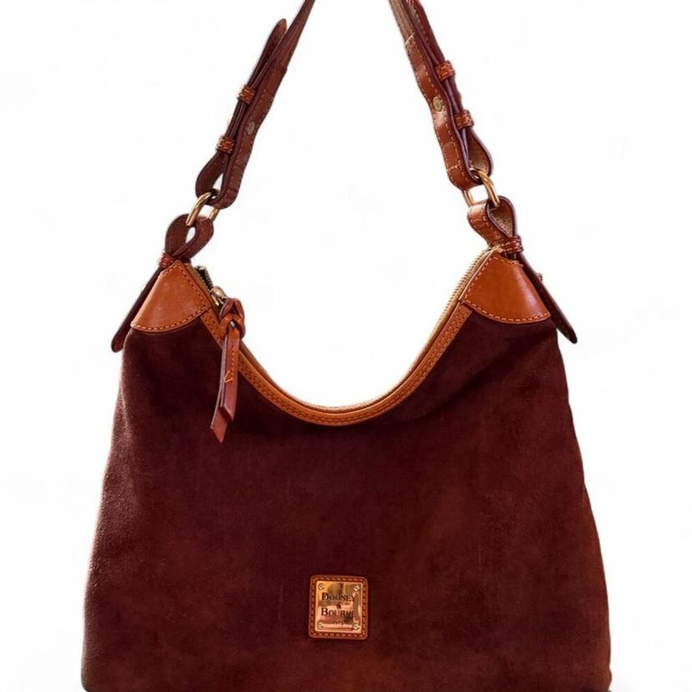 Dooney & Bourke Brown Suede Leather Slouchy Hobo Shoulder Bag Vintage Y2K